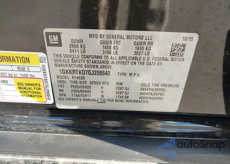 2016 GMC Acadia Denali z USA, uszkodzony, nr VIN 1GKKRTKD7GJ208840